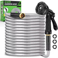 Garden Hose 50Ft, Heavy Duty Stainless Steel Water Hose With 10 Functional Nozzles, No Kink, Lightweight And Flexible, Easy To Use And Store, Strong And Sturdy, Suitable For Yard And Lawn