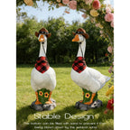 Larpgears Premium Adjustable Large Porch Goose Statue – 23” Realistic Hollow Plastic Garden Goose With Removable Cowboy Hat & Bandana, Stone Base With Sand-Fillable Design For Outdoor Stability