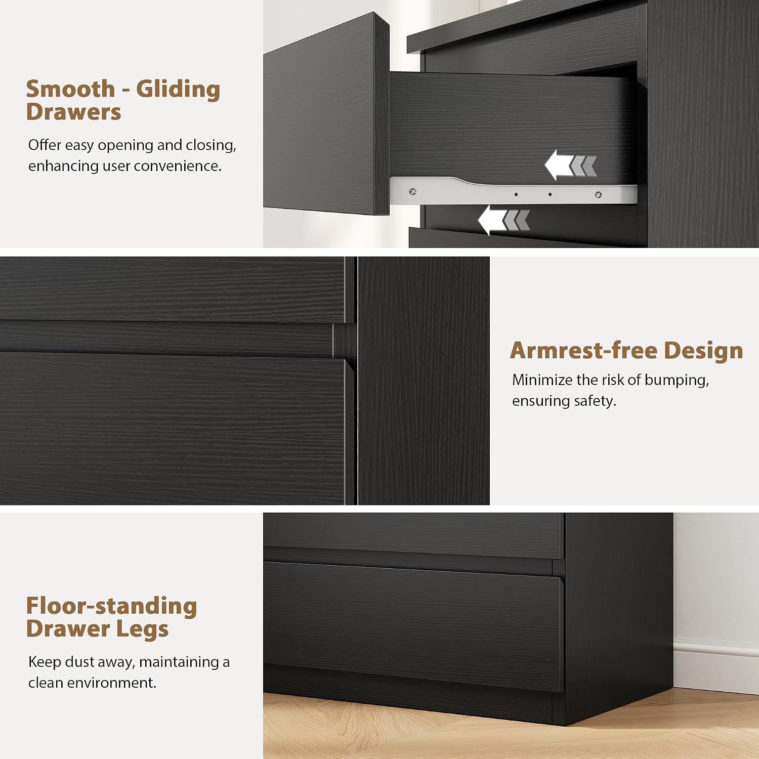 Jocoevol Black 5 Drawer Dresser For Bedroom, 15" D X 23.7" W X 40.4" H In Simply Chest Of Drawers, Wood Storage Dresser With Drawers For Living Room Hallway Entryway, Black