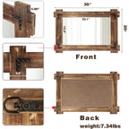 Memorecool Rustic Wood Mirror For Bathroom, Farmhouse Wall Mounted Vanity Mirror, Rectangular Wooden Framed Mirror For Bedroom Living Room Entryway, 30 X 20 Inch