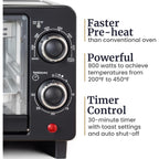 Elite Gourmet Eto490 9L/4 Slice Countertop Toaster Oven With 30-Minute Timer, Adjustable Temperature Control, Includes Baking Pan, Wire Rack And Crumb Tray, Bake, Broil, Toast, Black