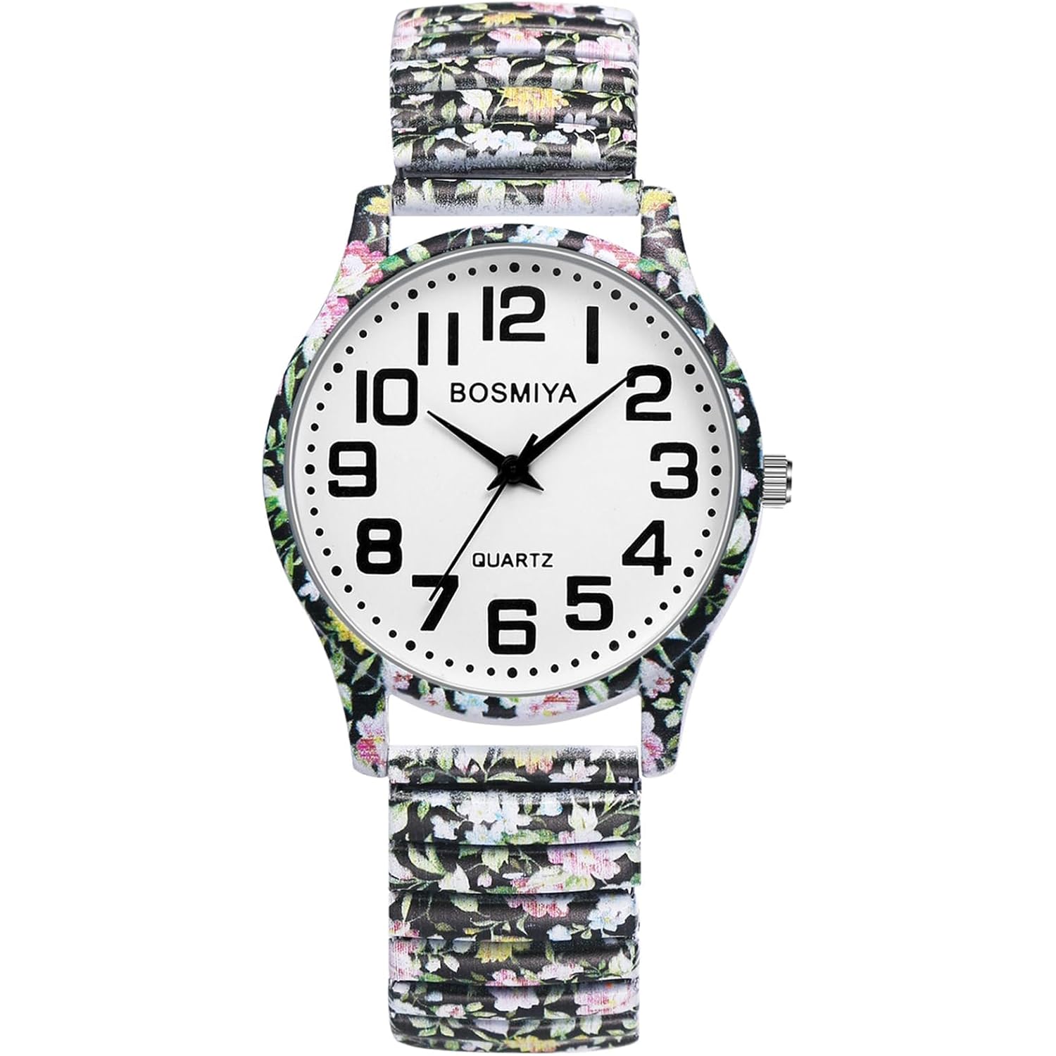 OIDEA Stretch Band Watches for Women: Bohemia Easy Reader Elastic Watch Large Face Big Number Analog Quartz Bracelet Watch Expansion Band Wristwatch