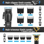 Professional Hair Clippers For Men, Cordless Complete Barber Kit With Electric Hair Clipper T-Blade Beard Trimmer Foil Shaver, Men'S Hair Cutting Grooming Kit, 8 Guide Combs, Barber Or Home