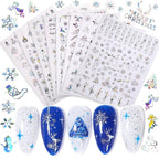 Christmas Nail Stickers - 8 Sheets 3D Holographic Winter Nail Decals Santa Claus Deer Snowflakes Snowmen Xmas Nail Art Sticker Manicure DIY Nail Decorations for Women Girls