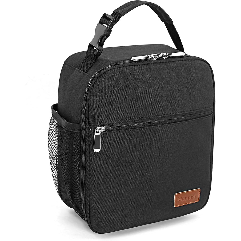 Lunch Bag For Men Women Adults Small For Office Work Picnic - Reusable Portable Lunchbag, Black