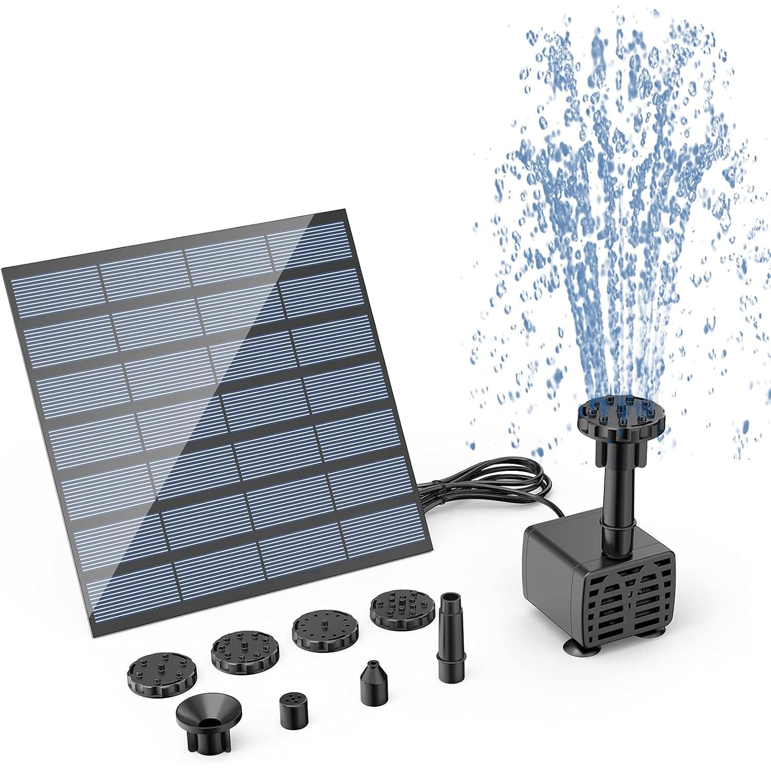 Aisitin Diy Solar Water Pump Kit For Water Feature Outdoor With 6 Nozzles | 2026 Solar Fountain Pump, Solar Powered Water Fountain For Bird Bath, Ponds, Garden, Fish Tank
