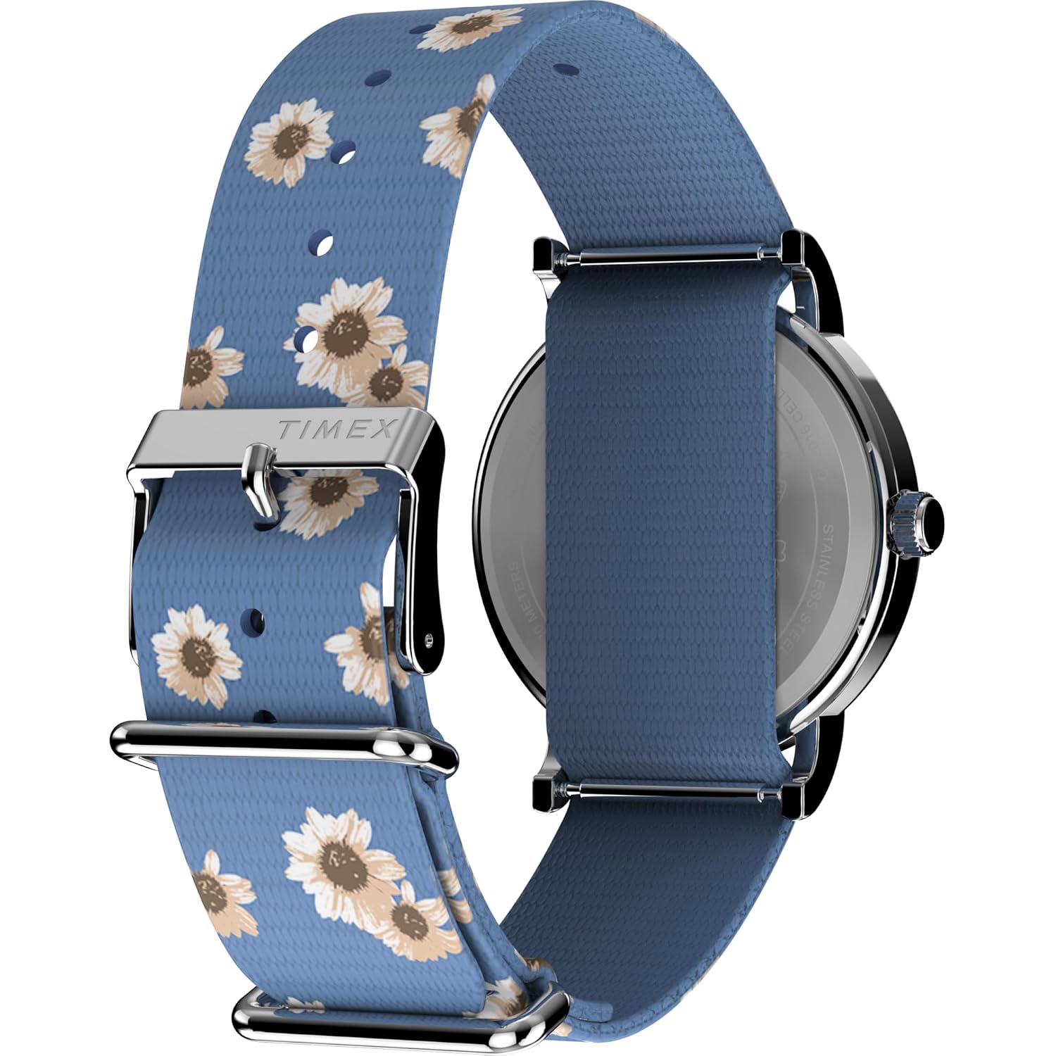 Timex Women'S Peanuts Floral 38Mm Watch - Pink Strap White Dial Silver-Tone Case