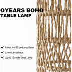 22.5" Boho Table Lamps Set Of 2 For Living Room, Bedside Lamp For Nightstands, Rattan Lamp For Bedroom, Farmhouse Table Lamp For Room Decor, End Table, Retro, Brown（Not Include Bulbs）