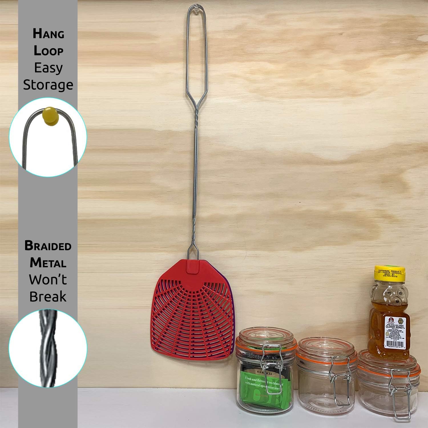 W4W, Bug & Fly Swatter Metal Handle 6 Pack Fly Swatters Indoor/Outdoor Flyswatter