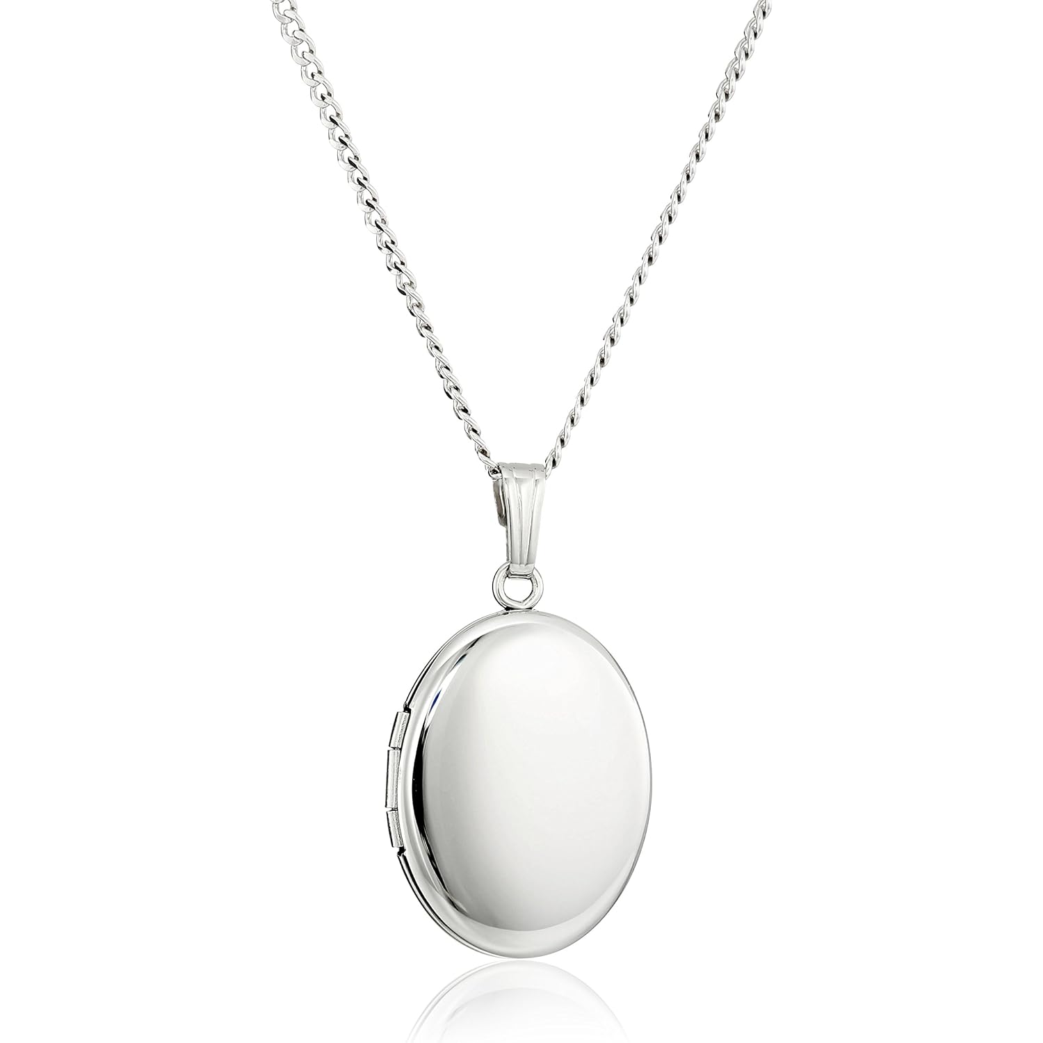 Amazon Essentials Sterling Silver Polished Oval Locket Necklace