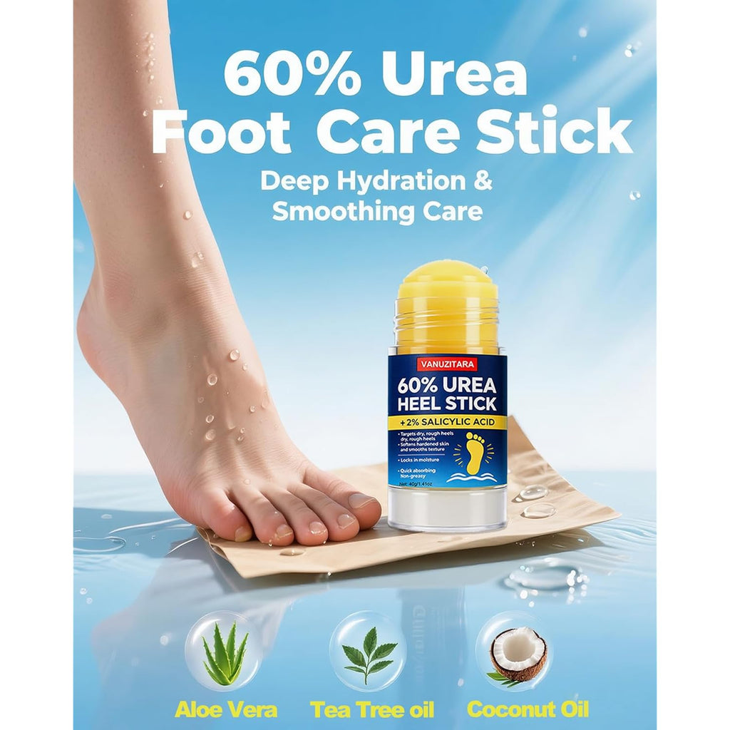 Urea Cream 60% with 2% Salicylic Acid, Foot Cream 60 Percent for Feet & Hands, Maximum Strength Urea Stick for Rough, Dry Cracked Feet Hands Elbows, Callus Remover, Skin Softener Balm 1.41oz