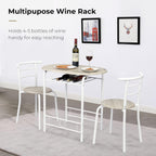 Vingli 3 Piece Dining Set,Small Kitchen Table Set For 2,Breakfast Table Set,Kitchen Wooden Table And 2 Chairs For Small Space/Dining Room/Apartment,Metal Frame,Wine Rack,White&Light Oak