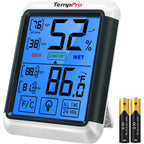 Temppro Tempair Digital Indoor Hygrometer Thermometer With Touchscreen | 4-Inch Temperature/Humidity Monitor With Backlit, Room Thermometer/Humidity Meter For House Home Greenhouse