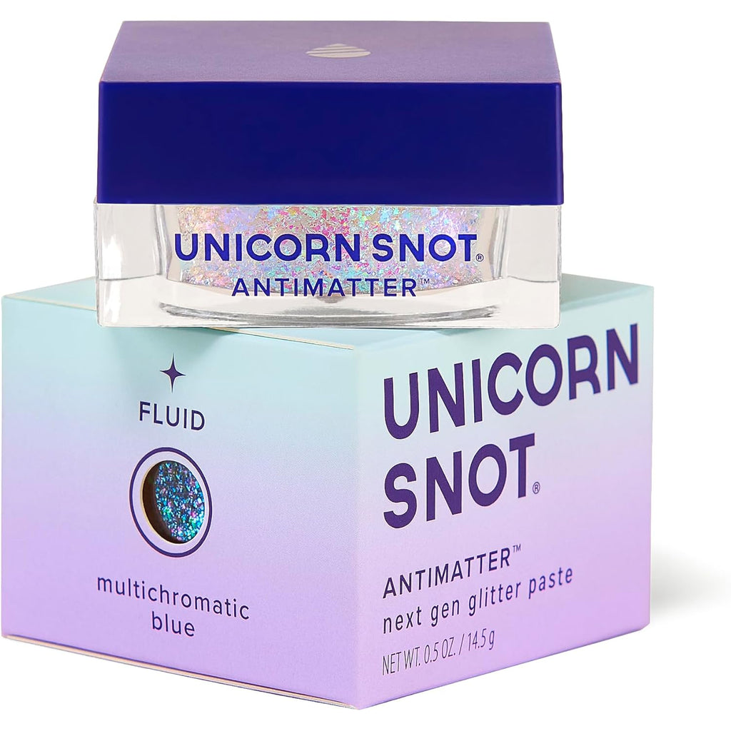 Unicorn Snot Antimatter Color-Shifting Glitter Paste – Plastic-Free Iridescent Body Glitter, Vegan & Cruelty-Free, Sweat-Proof Face & Body Paint, 0.5 Oz – Fluid (Purple To Blue)