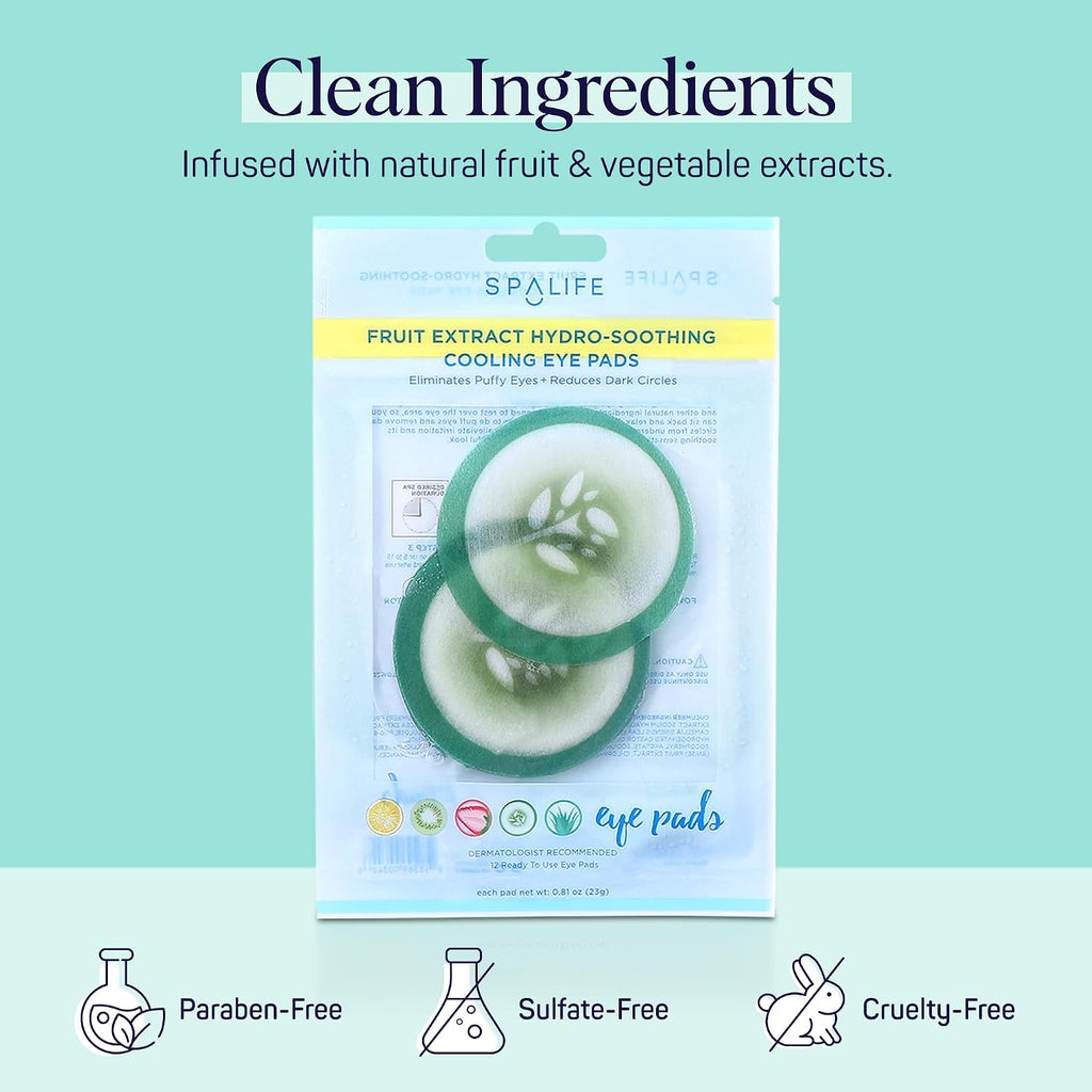 Spalife Cooling Cucumber Eye Pads | Spa Gifts & Korean Dark Circles & Puffy Eyes Treatment | Nourishing Cucumber Eye Pads | Eye Mask For Puffy Eyes Daily Depuffing Eye Patches | 4 Packs Of 12