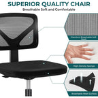 Dumos Small Office Chair Armless, Ergonomic Adjustable Home Office Swivel Rolling Task Chair No Arms, Comfy Mesh Mid Back Computer Work Vanity Desk Chiars With Wheels For Small Spaces, Inky