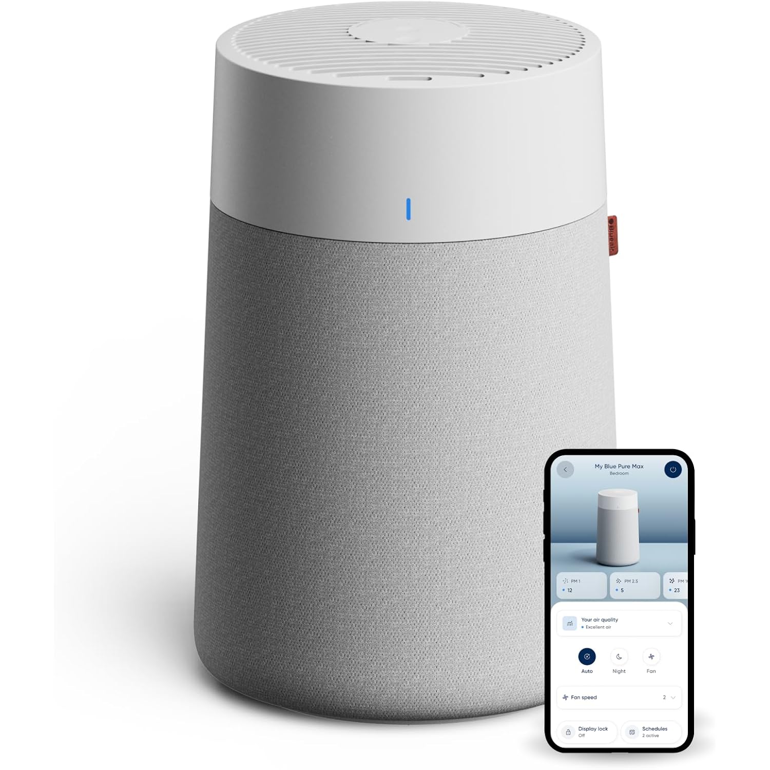 Blueair Blue Pure 511I Max Smart Air Purifier For Bedroom & Small Rooms Up To 1,138 Sq Ft, Hepasilent Air Cleaner For Pets, Allergies, Smoke & Dust, Quiet Wifi Air Purifier With Auto Mode