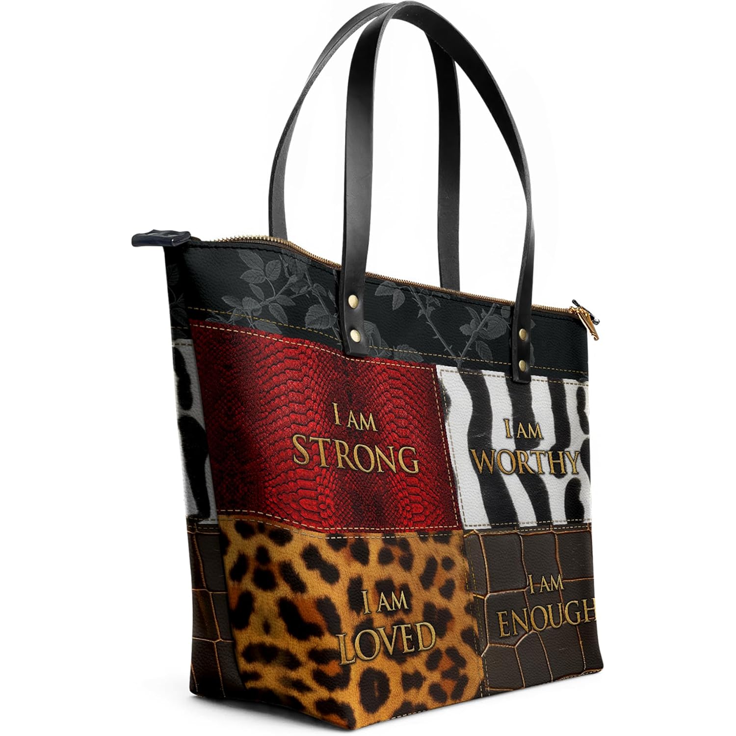 Afroyla Afrocentric Art Totebag for Black Women – Premium Leather, Work & Everyday Bag, Ideal Gift for Her on Mother's Day