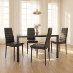 Gizoon 5 Piece Glass Dining Table Set, Kitchen And Chairs For 4, Pu Leather Modern Room Sets For Home, Kitchen, Living Room | Pu Leather Modern Room Sets,Small Dining Table Sets,Space Saving Table And Chairs Set For Home, Kitchen, Living Room