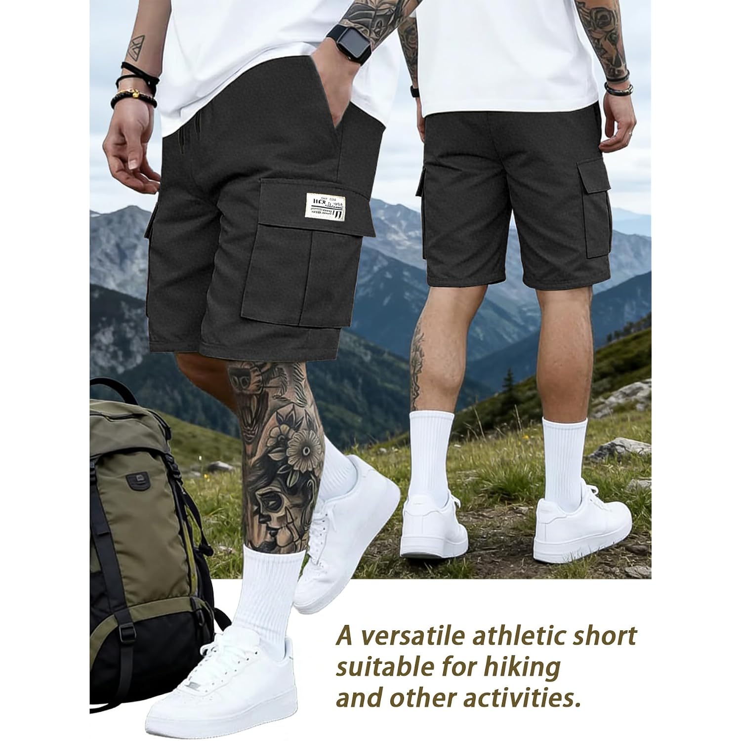 Hidkat Men'S Lightweight Cargo Shorts With Drawstring-Breathable,Comfy Casual Outdoor Shorts For Hiking Gym Workout