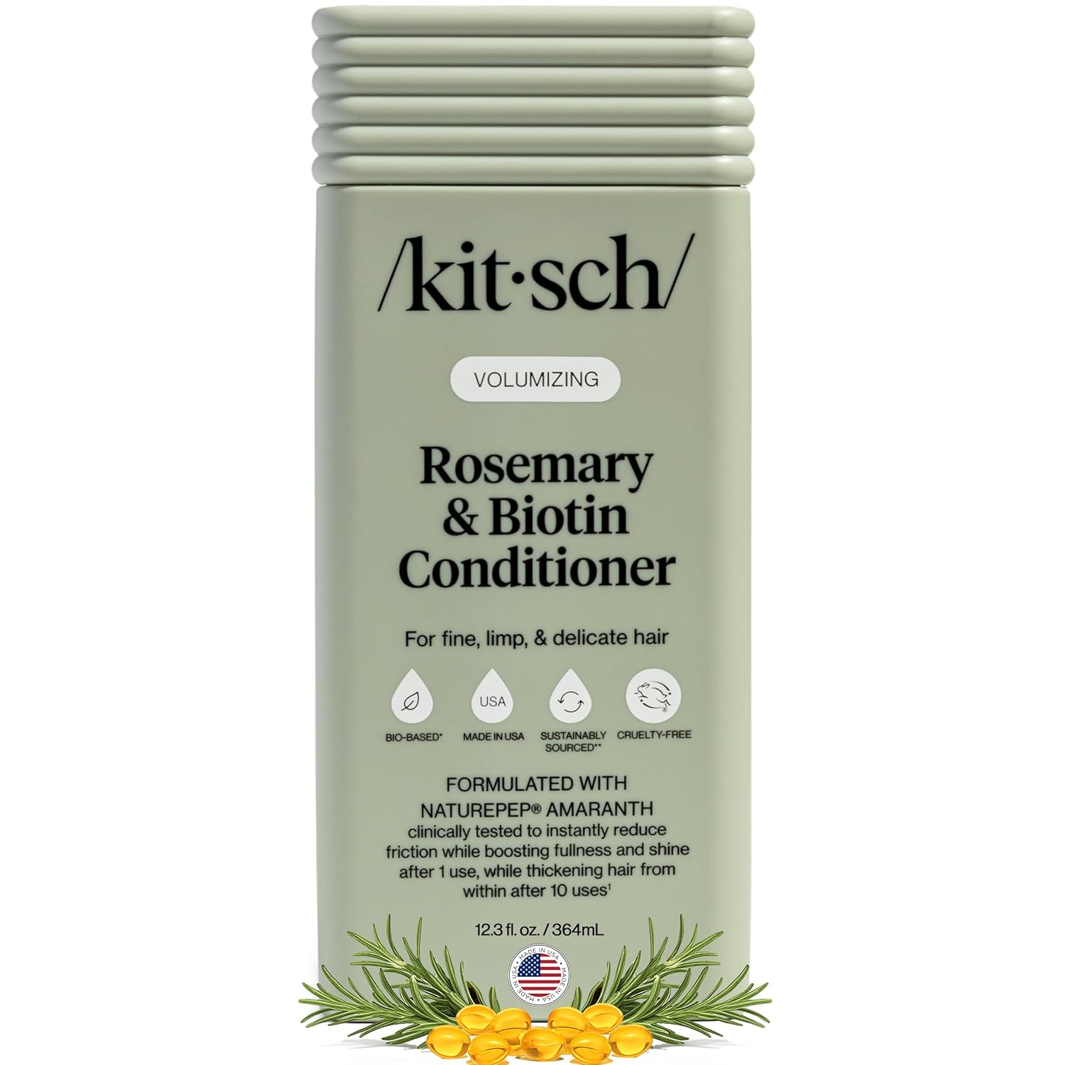 Kitsch Volumizing Rosemary & Biotin Liquid Conditioner for Women and Men for Hair Growth – Boosts Fullness & Shine After 1 Use, Thickening Bio-Based Hair Care, Color-Safe, Made in USA – 12.3 oz