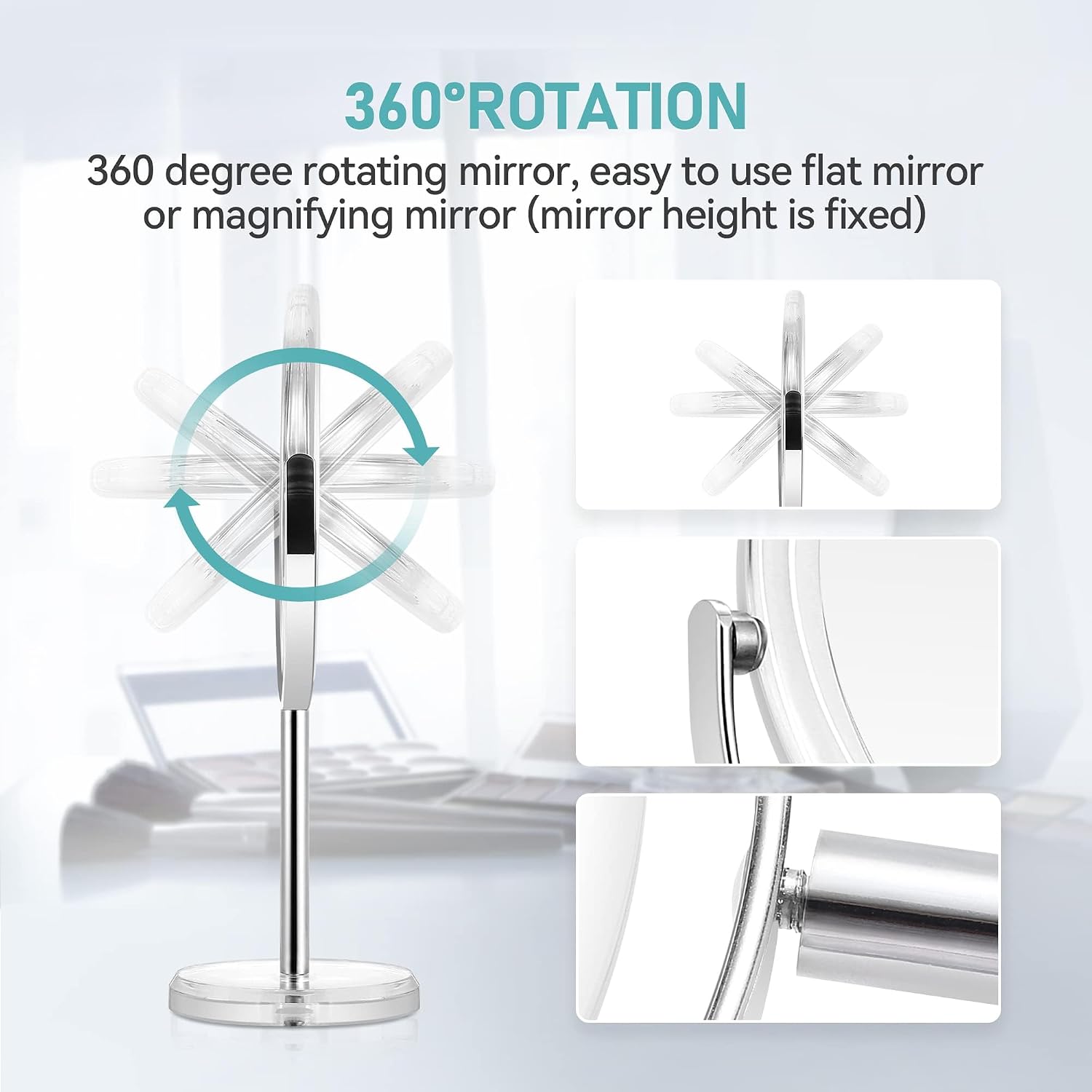 Miyadiva 20X Magnifying Makeup Mirror,Double Sided 1X & 20X Magnifying Mirror With Stand,Tabletop Magnified Vanity Mirror With 360°Rotation For Bathroom Or Bedroom 7.8 Inch