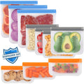 Lerine 10 Pack Dishwasher Safe Reusable Bags, Leakproof Reusable Freezer Bags, BPA Free Food Storage Bags for Marinate Food Travel - 3 Gallon 4 Sandwich 3 Snack