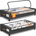Spacehacks Under Bed Storage With Wheels 2Pack Storage Containers With Clear Window&Label Under Bed Drawers Rolling Under Bed Storage For Clothes,Shoes, Blankets (30.71 X 16.93 X 6.69 In, Dark Grey)