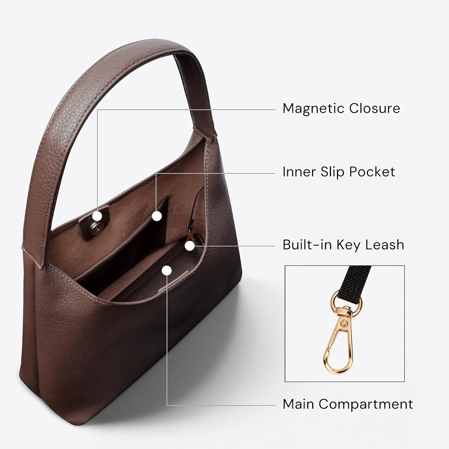 Hobo Bags For Women, Small Slouchy Hobo Purse, Soft Vegan Leather Shoulder Bag Trendy Everyday Tote Handbag, 11'' (28Cm)