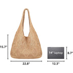 Cookooky Crochet Beach Tote Bag Summer Beach Bag For Women Aesthetic Mesh Tote Bag Hippie Bag Knit Bag