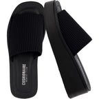 Cushionaire Pim Wedge Chunky Platform Womens Sandals With Firm Knit Upper & Memory Foam Summer Sandals For Women