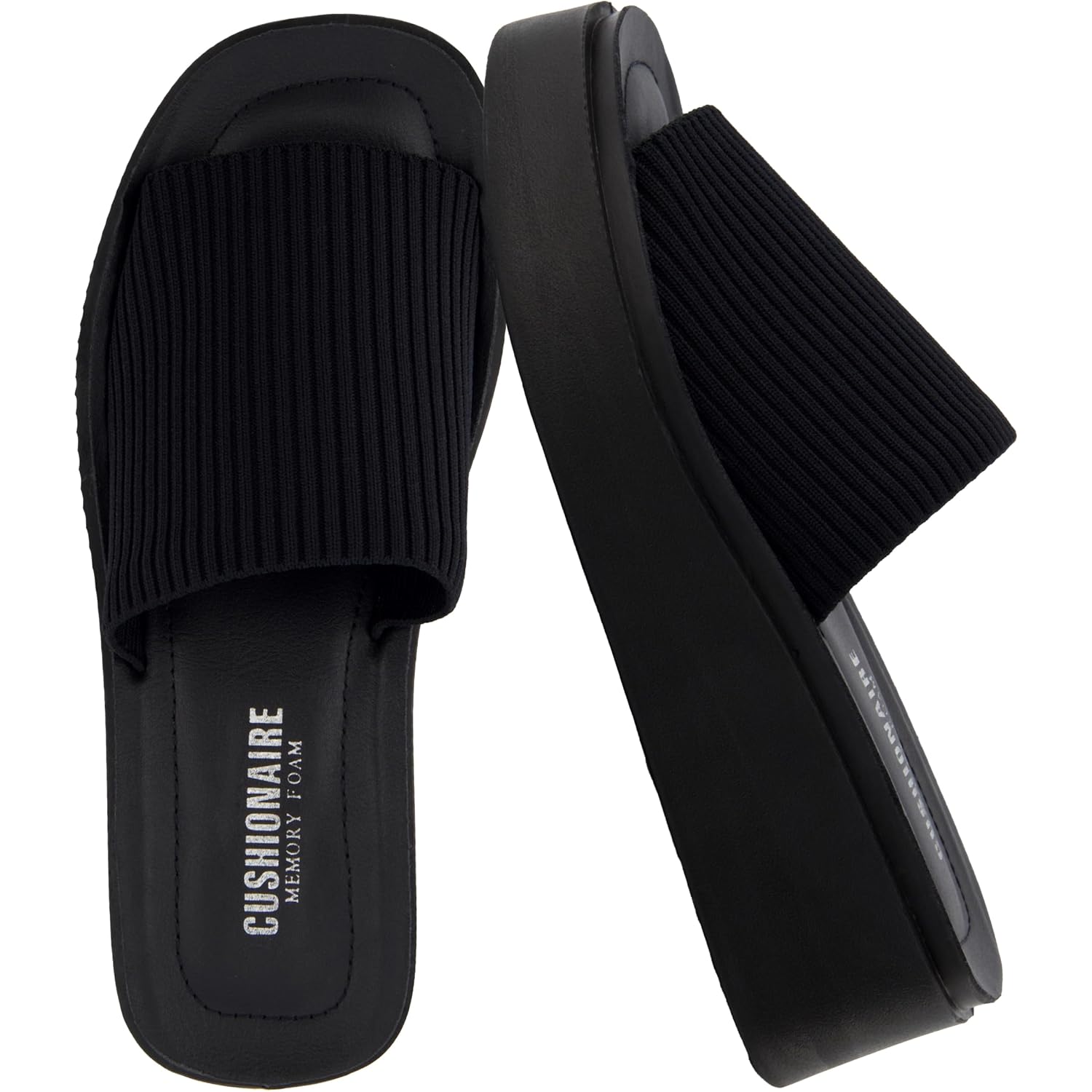 Cushionaire Pim Wedge Chunky Platform Womens Sandals With Firm Knit Upper & Memory Foam Summer Sandals For Women