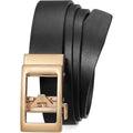 JASGOOD Women Ratchet Leather Belt for Jeans Pants Dress with Gold Sliding Automatic Buckle Ladies Waist Belt,Width 1.2"