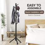 WANGMUXIA Coat Rack, Freestanding Coat Rack with 8 Hooks and 3 Adjustable Size Tree Coat Racks for Bedroom, Hallway, Entrance, Office, for Hats, Coats, Scarves, Handbags