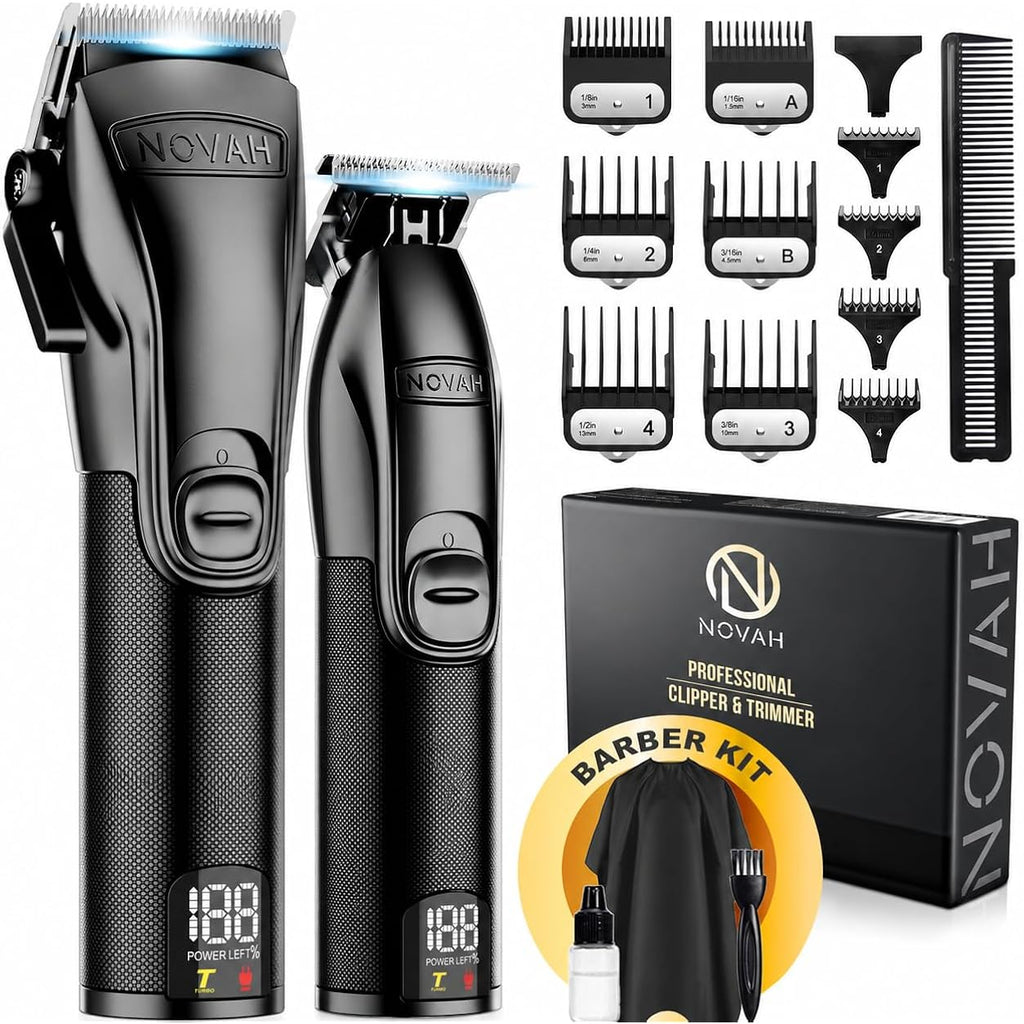 Novah® Professional Hair Clippers For Men, Professional Barber Clippers And Trimmer Set, Mens Cordless Hair Clipper For Barbers Haircut Kit Fade