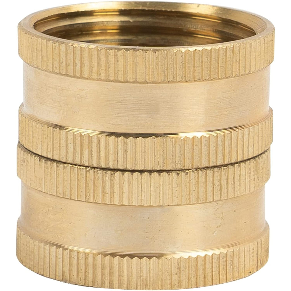 Hourleey Garden Hose Adapter, 3/4 Inch Solid Brass Hose Connectors, 2 Pack Hose Connector With 2 Extra Washers (Female To Female)