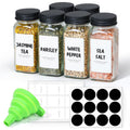 Comsaf Glass Spice Jars With With Labels 4 Oz 6 Pack Small Square | Empty Containers, Seasoning Herb Powder, Salt Pepper Chili, Spice Rack Organization, Kitchen Cabinet Storage, Funnel Included