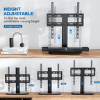 Universal Tv Stand For 27-60 Inch Tvs With Swivel Mount, Height Adjustable Table Top Tv Stand Mount, Heavy Duty Tempered Glass Base, Tv Pedestal Stand Holds Up To 88 Lbs, Vesa 400X400Mm
