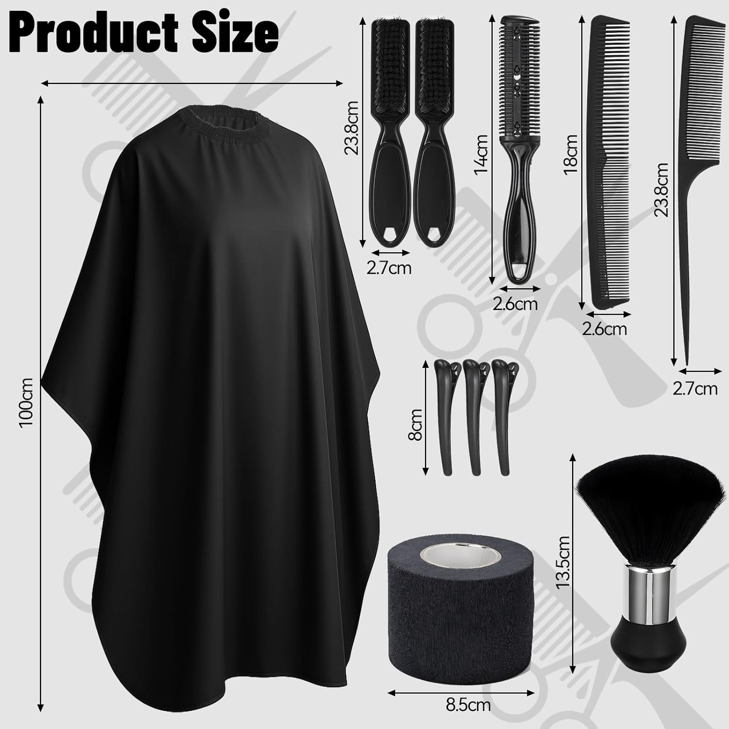 10 in 1 Barber Cape Kit, Hair Cutting Cape Neck Duster Brush Combs, Clips & Cleaning Supplies for Home Men Father Gifts