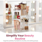 Masirs 360 Rotating Makeup Organizer Countertop - Adjustable Shelf Height - The Perfect Round Spinning Cosmetic Organizer For Bedroom Dresser Or Vanity Countertop Storage (Clear)