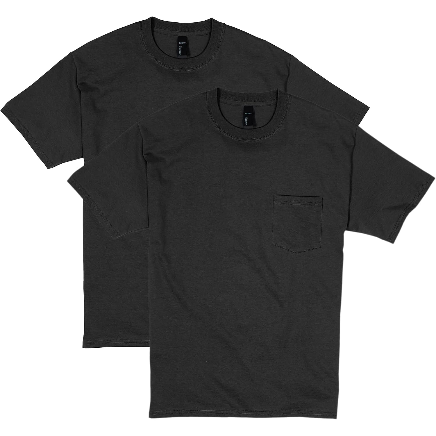 Hanes Men'S Beefy-T Pocket, Heavyweight Cotton Pocket Tee For Men, Full-Cut T-Shirt, 1 Or 2 Pack