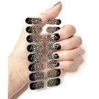 Self-Adhesive Black Silver Full Nail Wraps Stickers Gothic Style | Brighter, Thicker, Tougher Nail Polish Strips for Women and Girls | DIY Nail Art Decoration