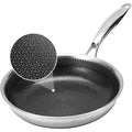 8 Inch Tri-Ply Stainless Steel Hybrid Frying Pan, Ceramic Nonstick Skillet, Induction & Oven Safe 600°F, PFAS/PFOA Free Professional Clad Cookware