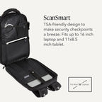 Swissgear Travel Tech Elite Laptop Backpack – Fits Laptops Up To 16” – Scansmart Tsa-Friendly Backpack With Usb Port, Shoe Compartment & Organizer Pockets – Black