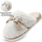 Cute Women'S Memory Foam House Slippers - Fuzzy Plush Faux Fur Slippers With Bow Butterfly Tie - Anti-Skid Indoor/Outdoor Gifts For Women, Moms & Ladies