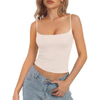 SUUKSESS Women Cotton Double Layer Unpadded Cami Summer Basic Going Out Tops