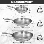 EWFEN Tri-Ply Stainless Steel Frying Pans Set, 8”/10”/12” Cooking pans, PFOA&PTFE Free Skillet, Induction Cooking Pan, Dishwasher and Oven Safe, Fast & Even Heat, Heavy Duty and Detachable Handle