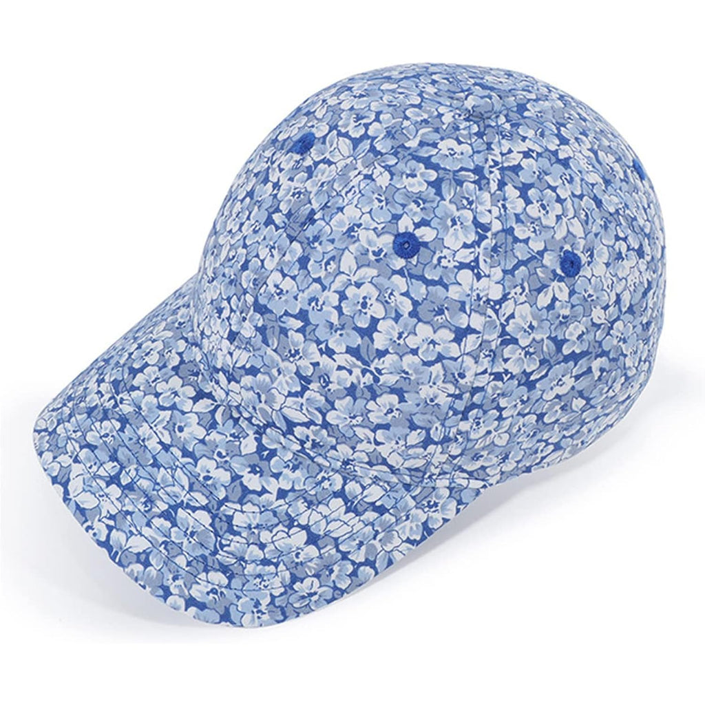 Floral Baseball Cap Cotton Dad Hat Adjustable Print Ball Cap for Women Blue