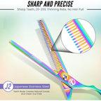 6.5" Thinning Shears For Hair Cutting - 2.7" Sharp Blade - J2 Stainless Steel Hair Thinning Scissors - Sturdy & Ergonomic Texturizing Shears - Perfect Hair Thinning Shear For Salon & Home