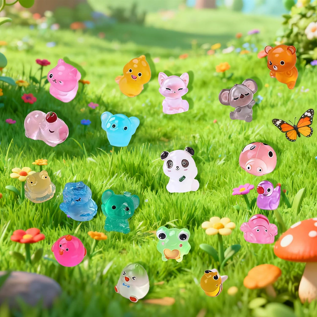 Mini Glow In The Dark Animal Resin Models, Resin Animals Mystery Bags, Individually Wrapped Blind Bags Tiny Animal Figurines, Collectible Mini Animals For Fairy Garden, Diy Crafts (50, Animals)